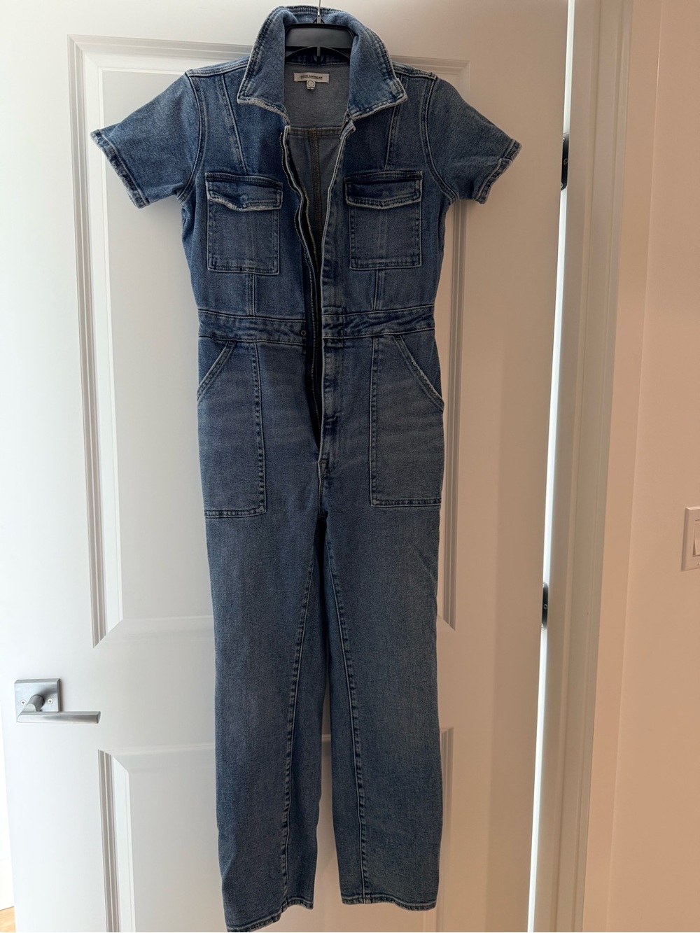 Good American Women’s Denim Short-Sleeve Jumpsuit - Blue
